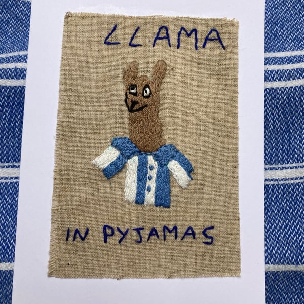 Llama in pyjamas handmade card