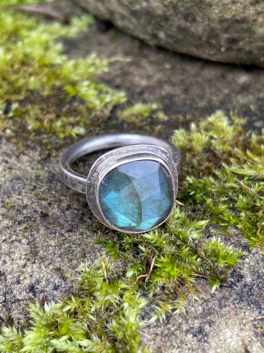 Sterling silver labradorite ring. U.K. size N