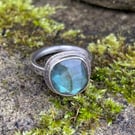 Sterling silver labradorite ring. U.K. size N