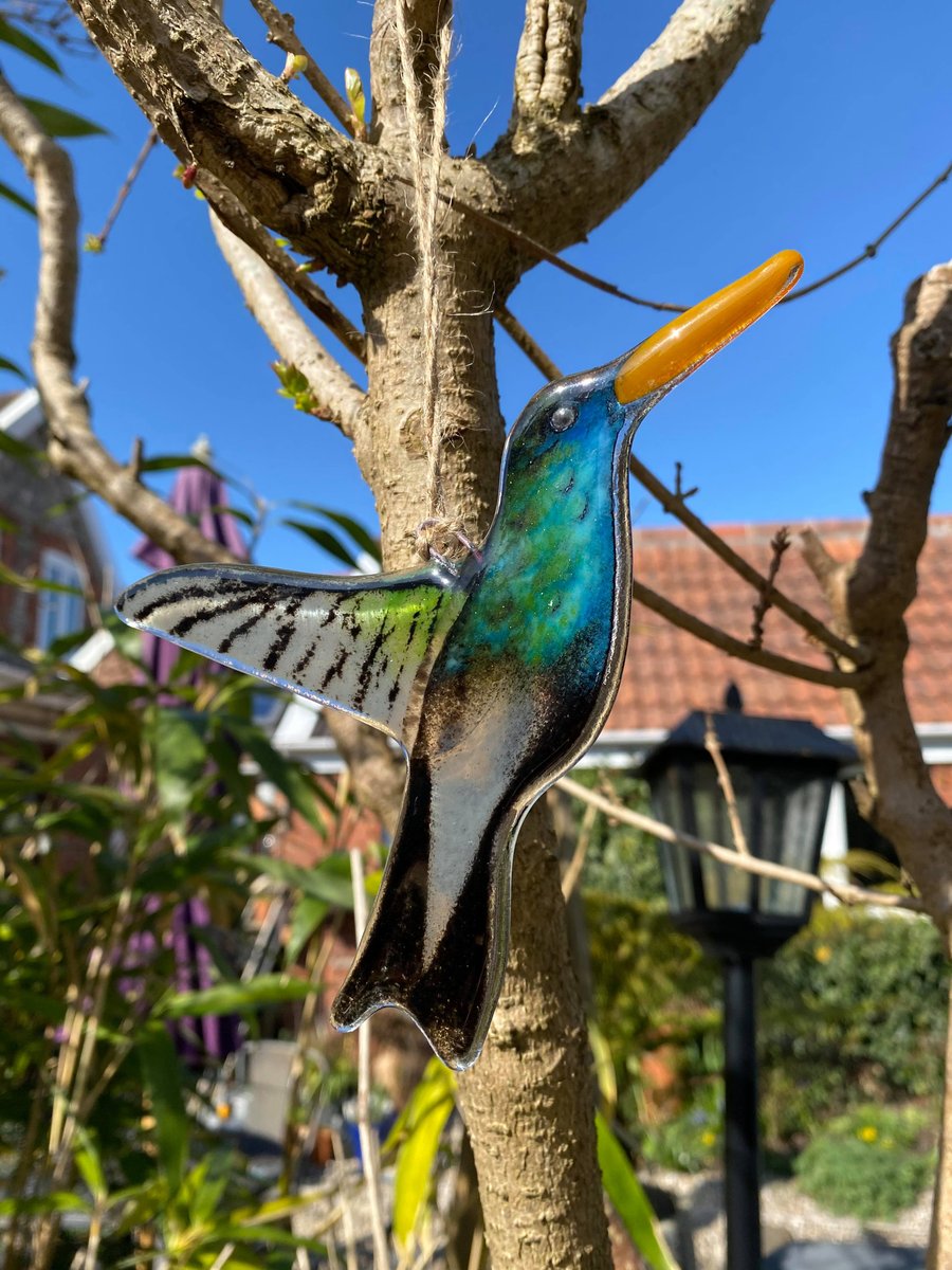 Fused Glass Birds, HUMMINGBIRD bird lover gift, hanging bird