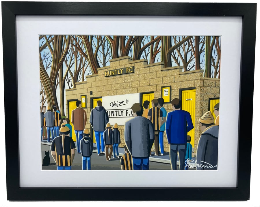 Huntly F.C Christie Park Stadium. High Quality Framed Football Art Print.