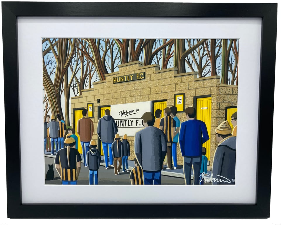 Huntly F.C Christie Park Stadium. High Quality Framed Football Art Print.
