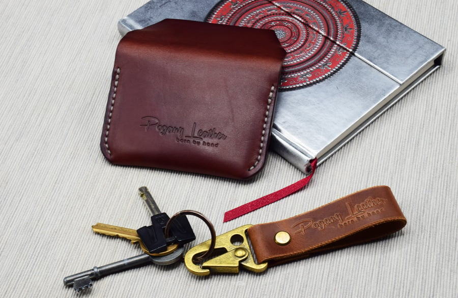 Personalised Handmade Vegetable Tanned Leather Card Holder - Flip Card Case