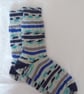 Hand-cranked Knitted Ribbed Wool Socks Size 8 to 9 - Image 2