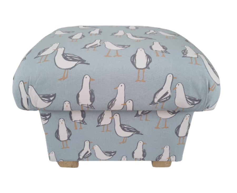  Storage Footstool Seagulls Laridae Duck Egg Fabric Pouffe Birds Gulls Coastal 