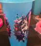 Handmade Blue glitter cold cup featuring watercolour wolf decal wrap - Image 3