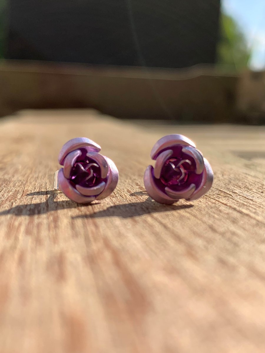Light Pink Rose Stud Earrings