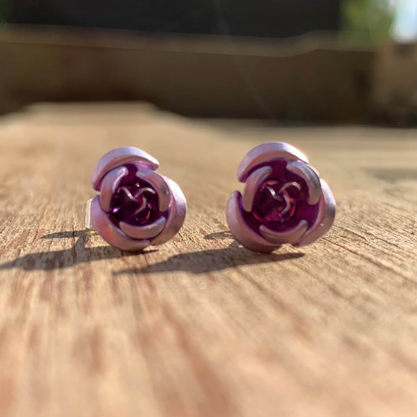 Light Pink Rose Stud Earrings