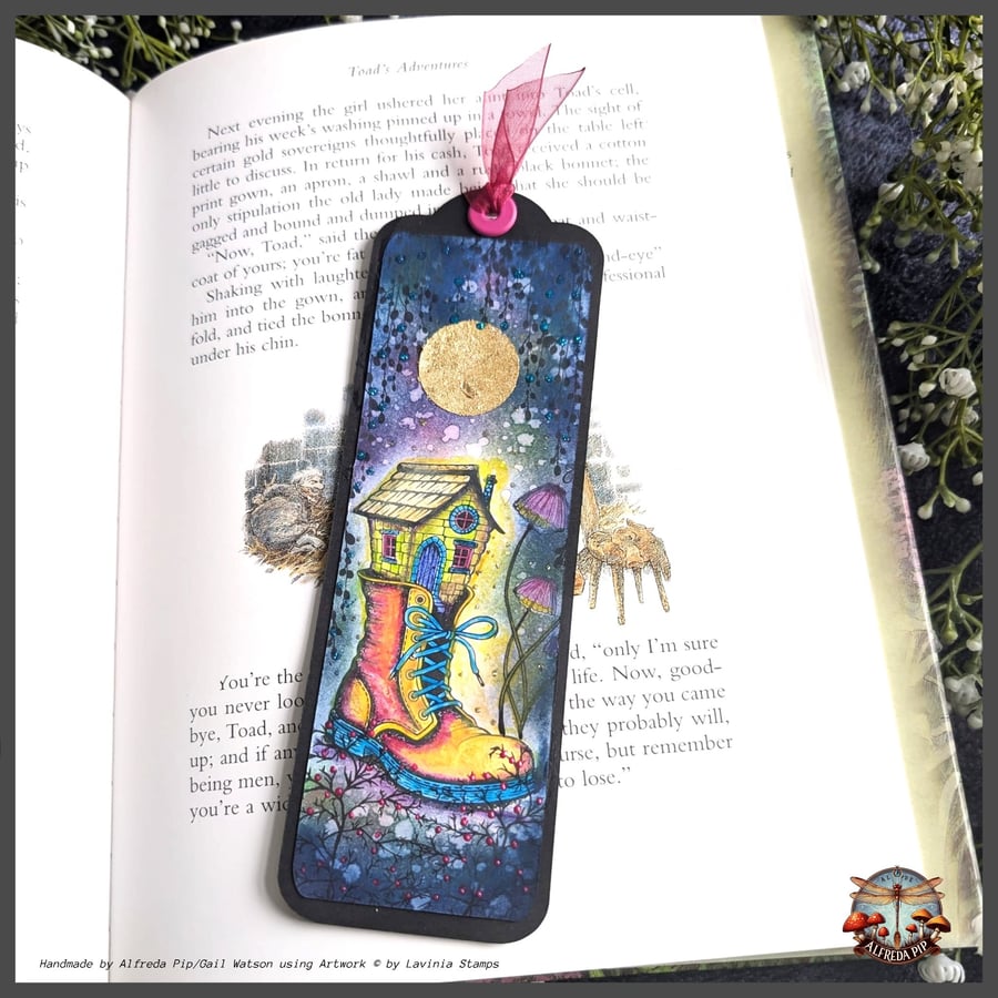 Enchanted Realms themed handcrafted Bookmark(House in a Boot)