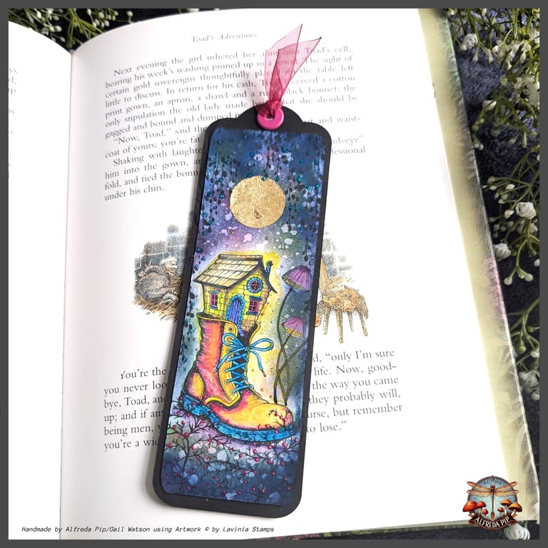 Enchanted Realms themed handcrafted Bookmark(House in a Boot)
