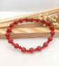 Stretch Bracelet - Cranberry Pearl & Sparkling Red Crystal Bead Bracelet