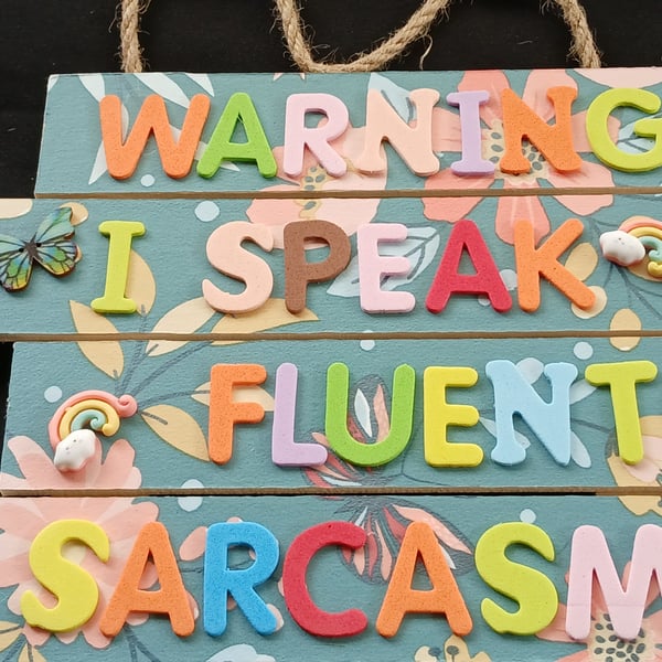 Hand decorated hanging wooden sign 