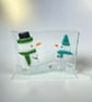 Christmas snowmen  ornament in fused glass  - Image 4