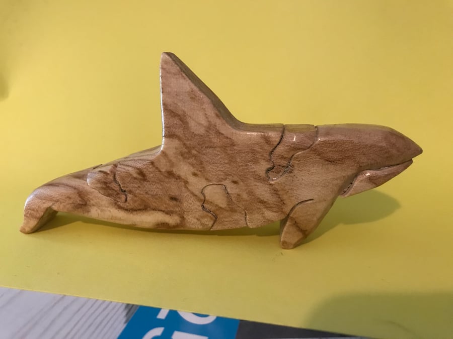 Wooden carved Orca in Spalted Beech