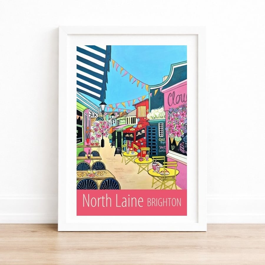 Brighton North Laine travel poster print by Susie West