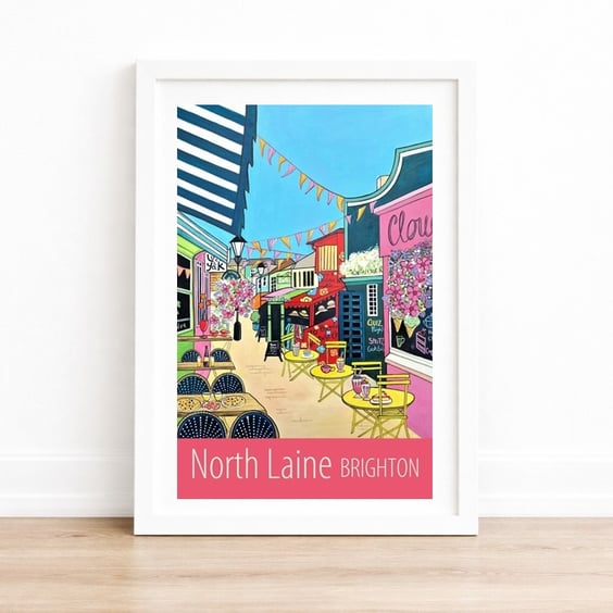 Brighton North Laine travel poster print by Susie West