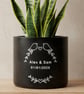 Personalised Black Plant Pot with White Text  - Image 1