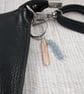 Feather Bag Charm, Copper and Sterling Silver with Blue Angelite Gemstones - Image 5