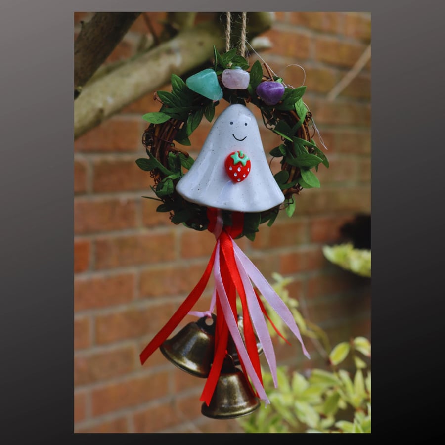 Witch Bells Chimes Strawberry Solstice Pet Ghost Wreath Gemstone Crystal