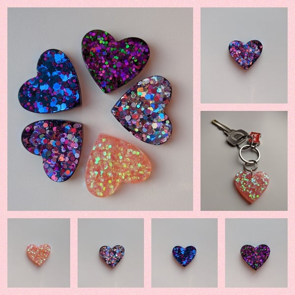 Glitter heart keyring