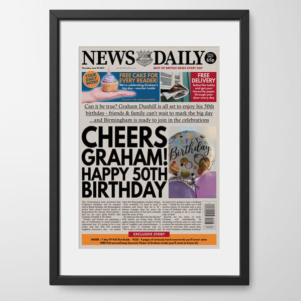 Personalised Birthday Gift Newspaper
