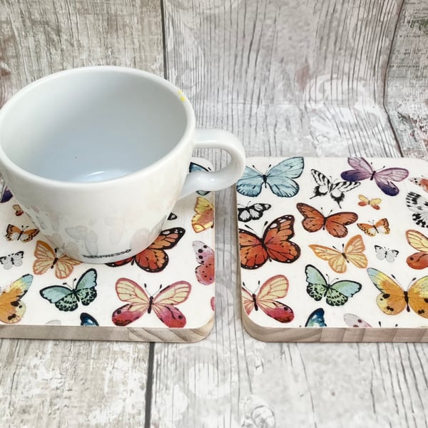 Handcrafted Butterfly Coasters Watercolour Butterflies Hand Made Gifts 