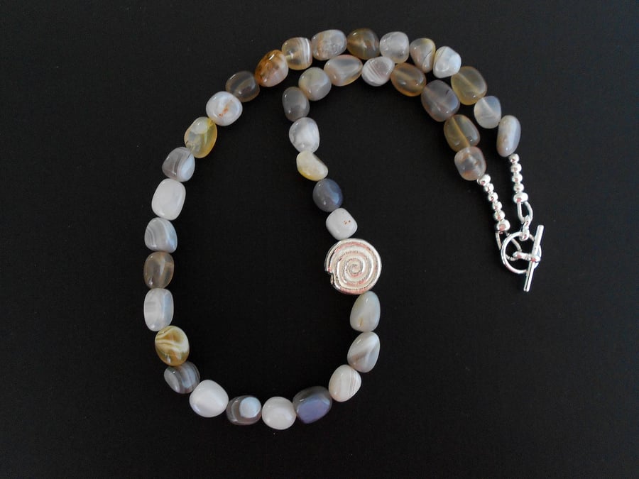 SALE!! was 18 pounds now 15 pounds Botswana Agate Nugget Necklace