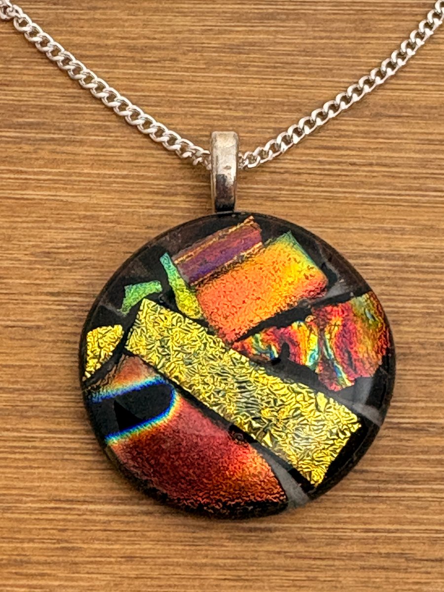 Multi Coloured Fused Glass Pendant