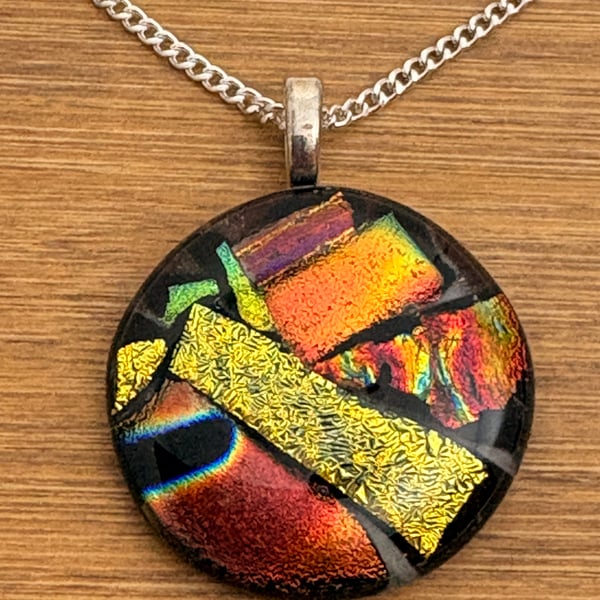 Multi Coloured Fused Glass Pendant