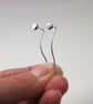 Small Argentium silver stud earrings with extended ear wire - Image 3