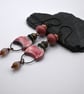 pink lampwork glass, copper and ceramic earrings - Image 2