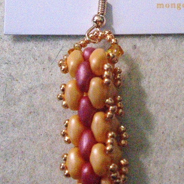 Brickwork-pattern bead earrings (customisable)