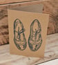 Brogues shoes greeting card , Linoprinted, recycled card. - Image 2