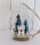 Glass Bauble Christmas Decoration with Cottage Scene - Image 1