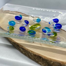 Large handmade fused glass soap dish