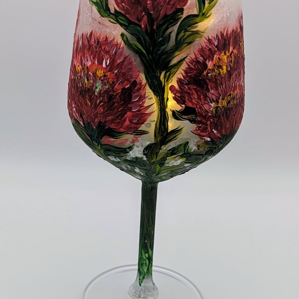 Light Up LED Floral Handpainted Wine Glass Decoration 