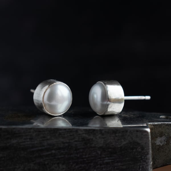 Pearl Earrings - Real Pearl Stud Earrings - Artisan Handmade Jewellery