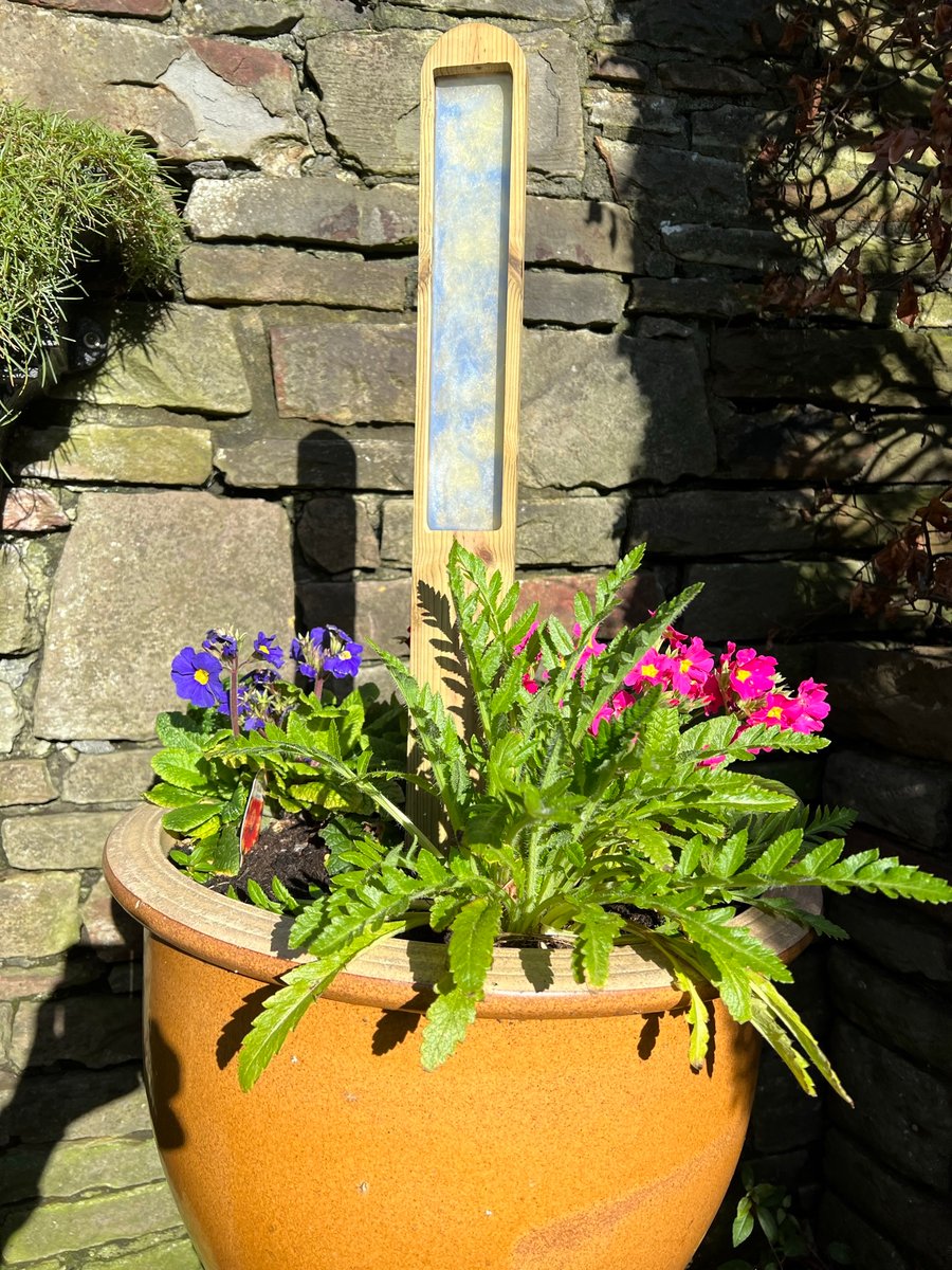 Hand Made Wood Stained Glass Resin Garden Post Sculpture