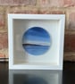 Fused glass hand painted seascape, framed circular panel - Image 1