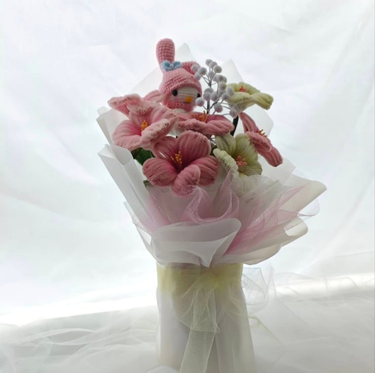 Handmade Pipe Cleaner Lily Bouquet with Bunny -... - Folksy