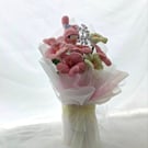 Handmade Pipe Cleaner Lily Bouquet with Bunny - Pink Floral Gift