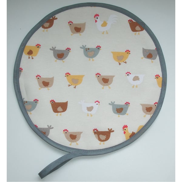 Chickens Aga Hob Lid Mat Pad Hat Round Cover Surface Saver Hens Rooster Yellow