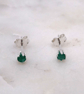 Green Onyx Facet 3mm Gemstone 6 Prong Sterling Silver Stud Earrings. - Image 3
