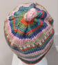 Handknit KNOTTY TOP BEANIE Stripey jacquard multi child teen adult small - Image 4