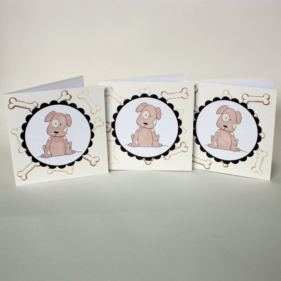 Handmade notecards - dog and bones 