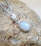 Tiny minimalist Rainbow Moonstone Pendant necklace. June Birthstone - Image 4