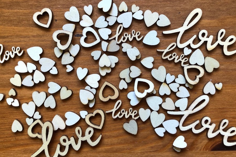 Mixed Wooden Confetti, Wedding Table Scatter, Wedding Decoration, Eco Friendly, 