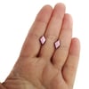 Light pink dichroic stud earrings in a diamond shape - small