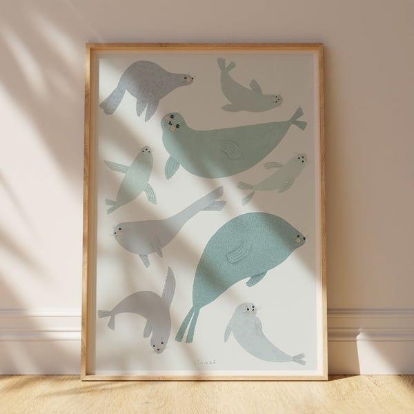Cute Seal Giclée Print - Childrens Illustration Wall Art 