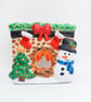 Christmas Fireplace Tea Light Holder – Hand-Painted Ceramic Christmas Decoration